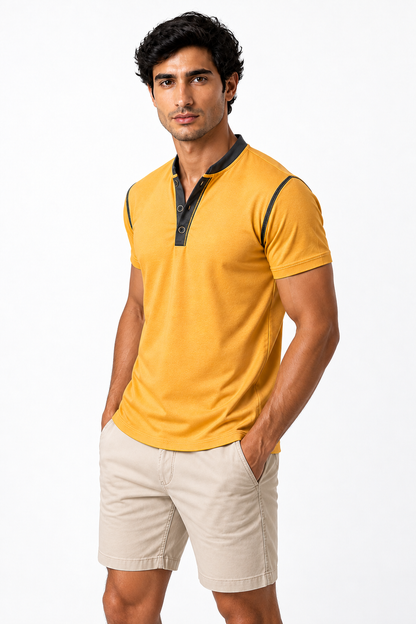 Ventorino henley in yellow — model view