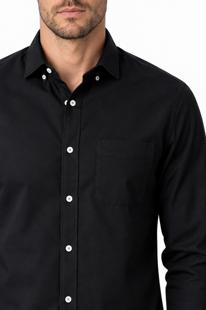 Ventorino Men's Business Shirt Slim Fit Clean Finish | Ventorino in Black — garment and fabric detail