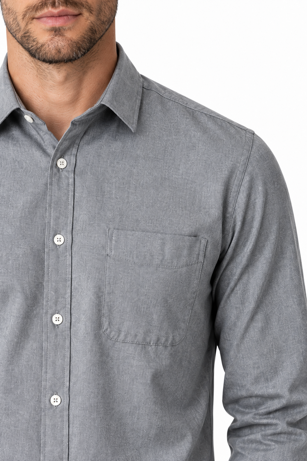 Ventorino Men's Business Shirt Slim Fit Clean Finish | Ventorino in Grey — garment and fabric detail
