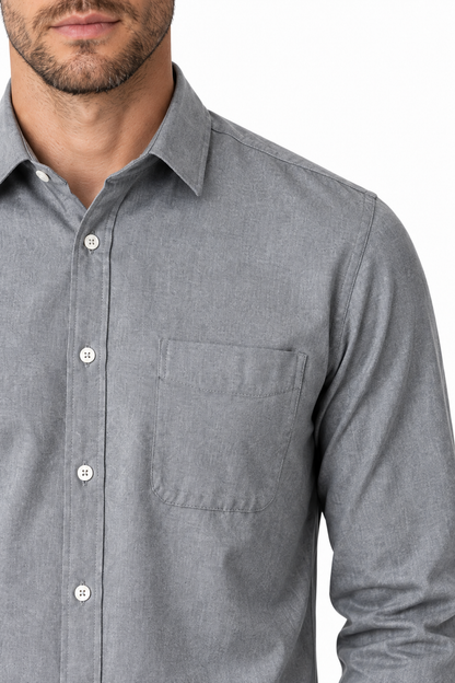 Ventorino Men's Business Shirt Slim Fit Clean Finish | Ventorino in Grey — garment and fabric detail