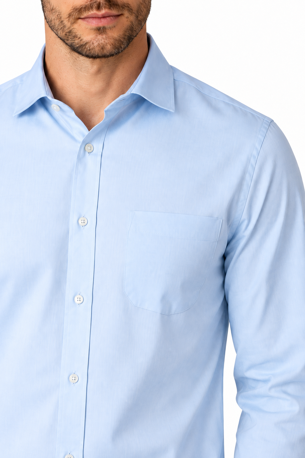 Ventorino Men's Business Shirt Slim Fit Clean Finish | Ventorino in Light Blue — garment and fabric detail