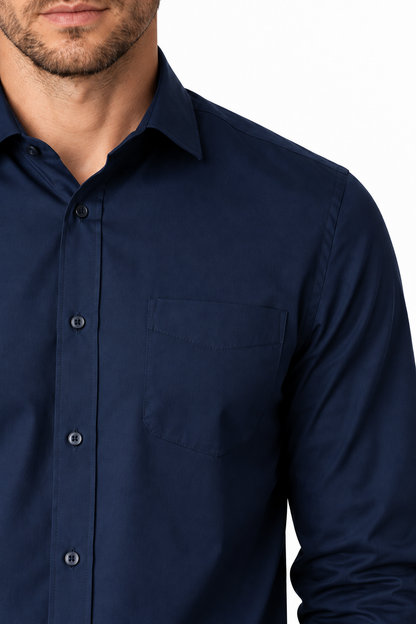 Ventorino Men's Business Shirt Slim Fit Clean Finish | Ventorino in Navy Blue — garment and fabric detail