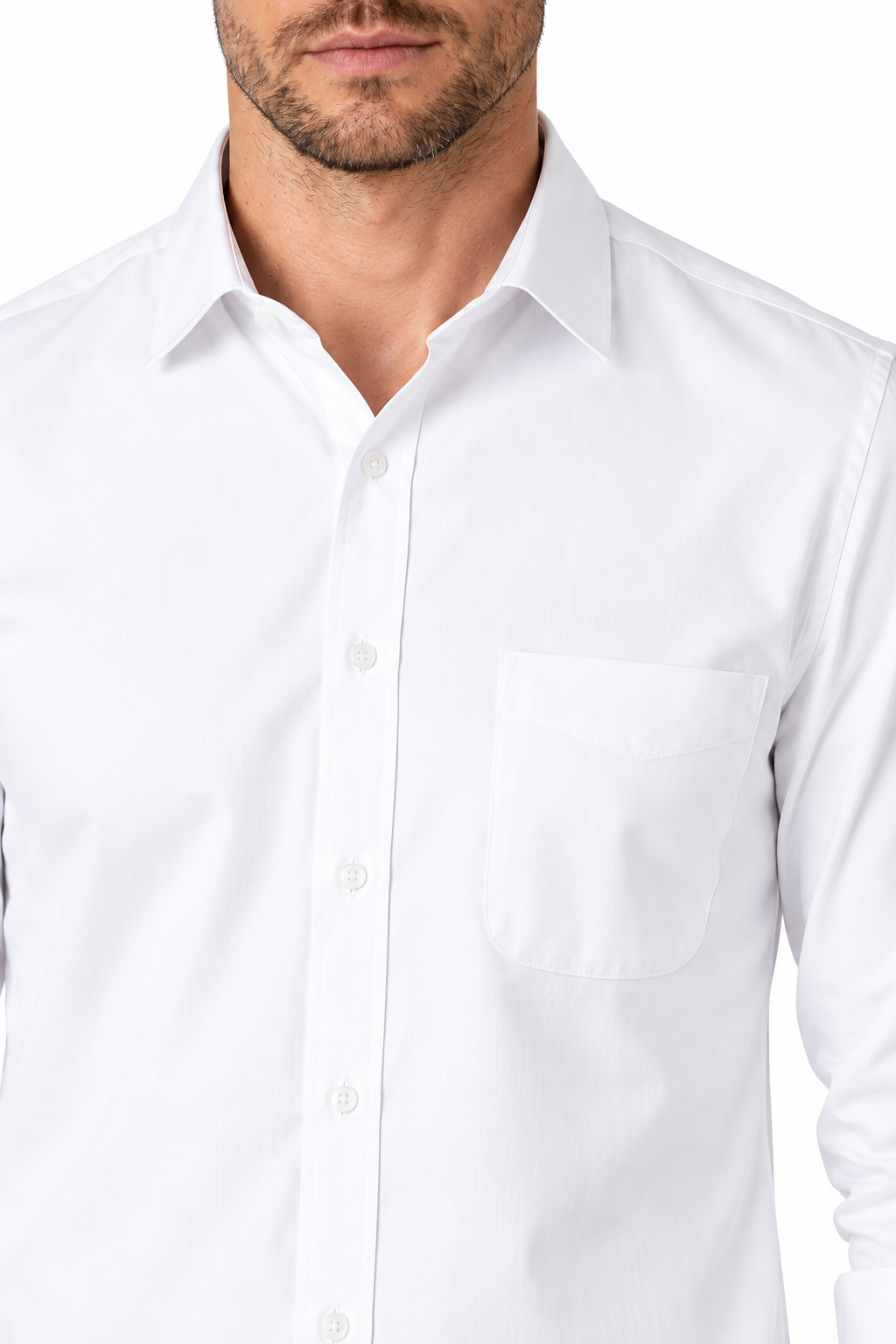 Ventorino Men's Business Shirt Slim Fit Clean Finish | Ventorino in White — garment and fabric detail