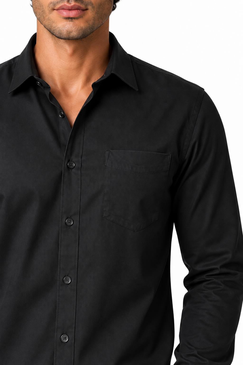 Ventorino Men's Button-Up Shirt Premium Cotton Classic Fit | Ventorino in Black — garment and fabric detail
