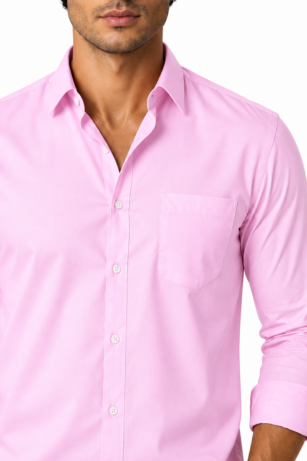Ventorino Men's Button-Up Shirt Premium Cotton Classic Fit | Ventorino in Light Pink — garment and fabric detail