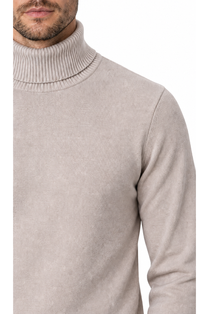 Ventorino turtleneck knit sweater in beige — knit detail