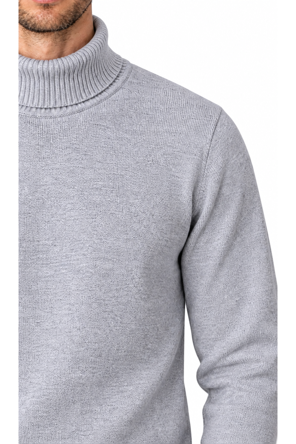 Ventorino turtleneck knit sweater in gray — knit detail