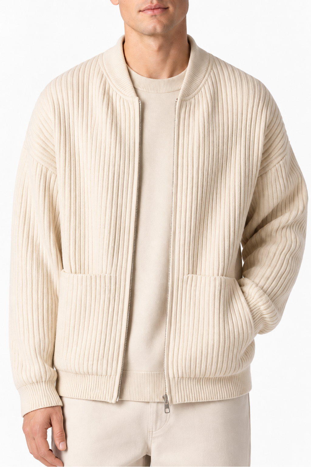 Ventorino waffle in apricot — garment and fabric detail
