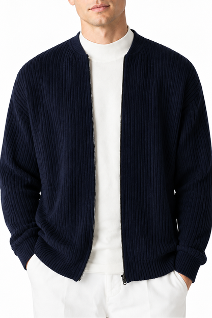 Ventorino waffle in dark blue — garment and fabric detail