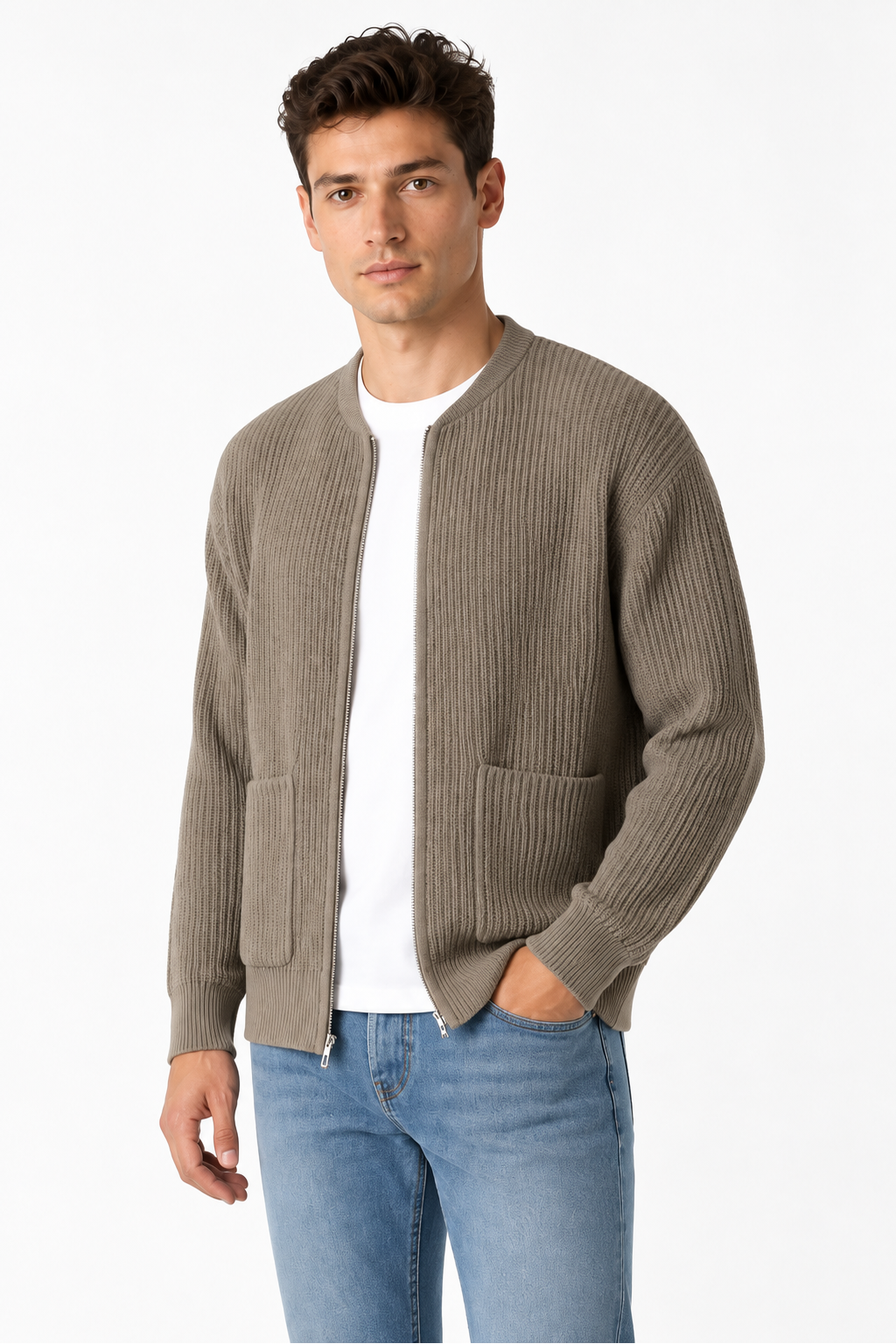 Ventorino waffle in khaki — model view