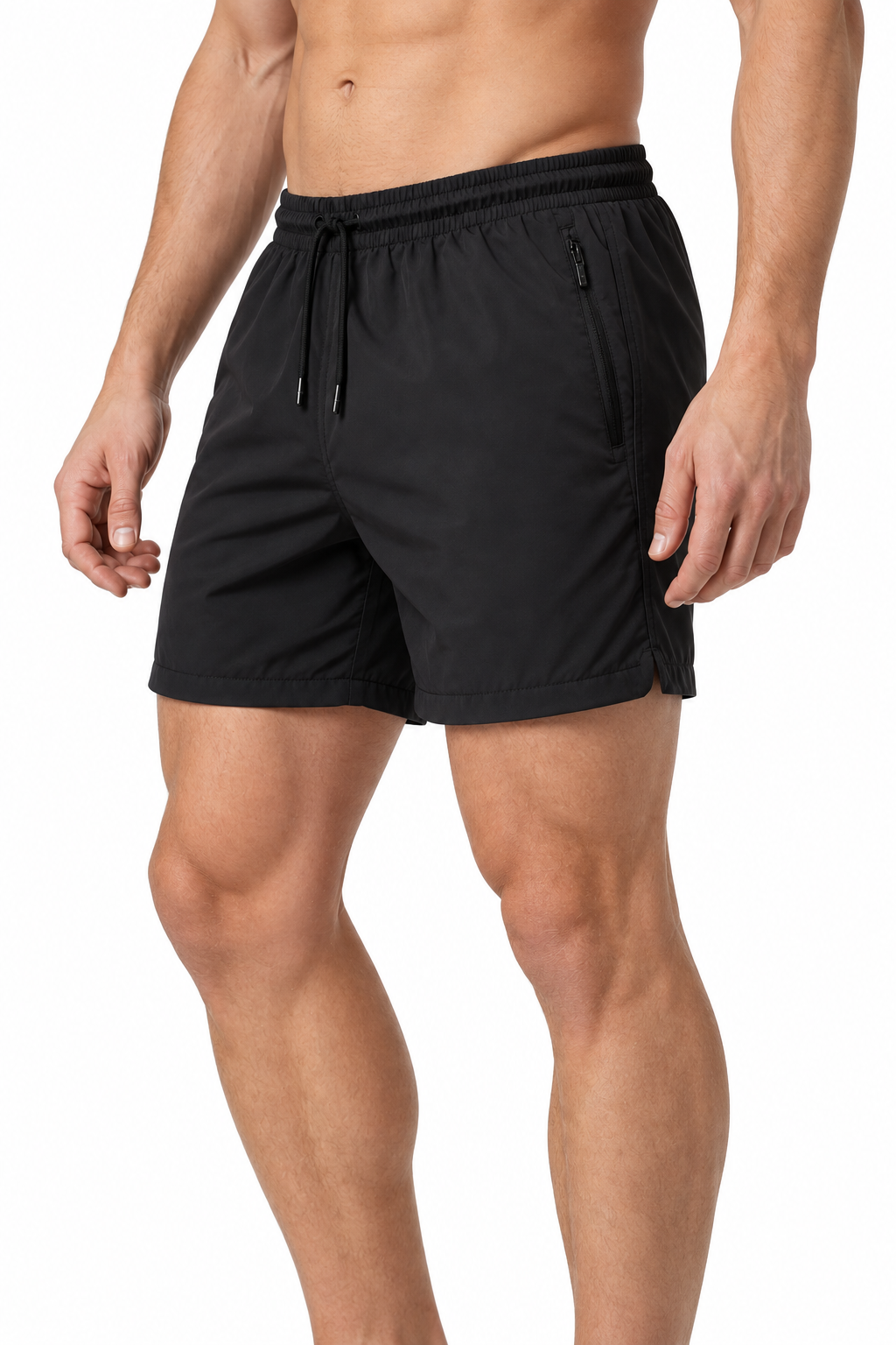 Men's Performance Shorts Lightweight Fabric Flexible Fit, Black, side view
