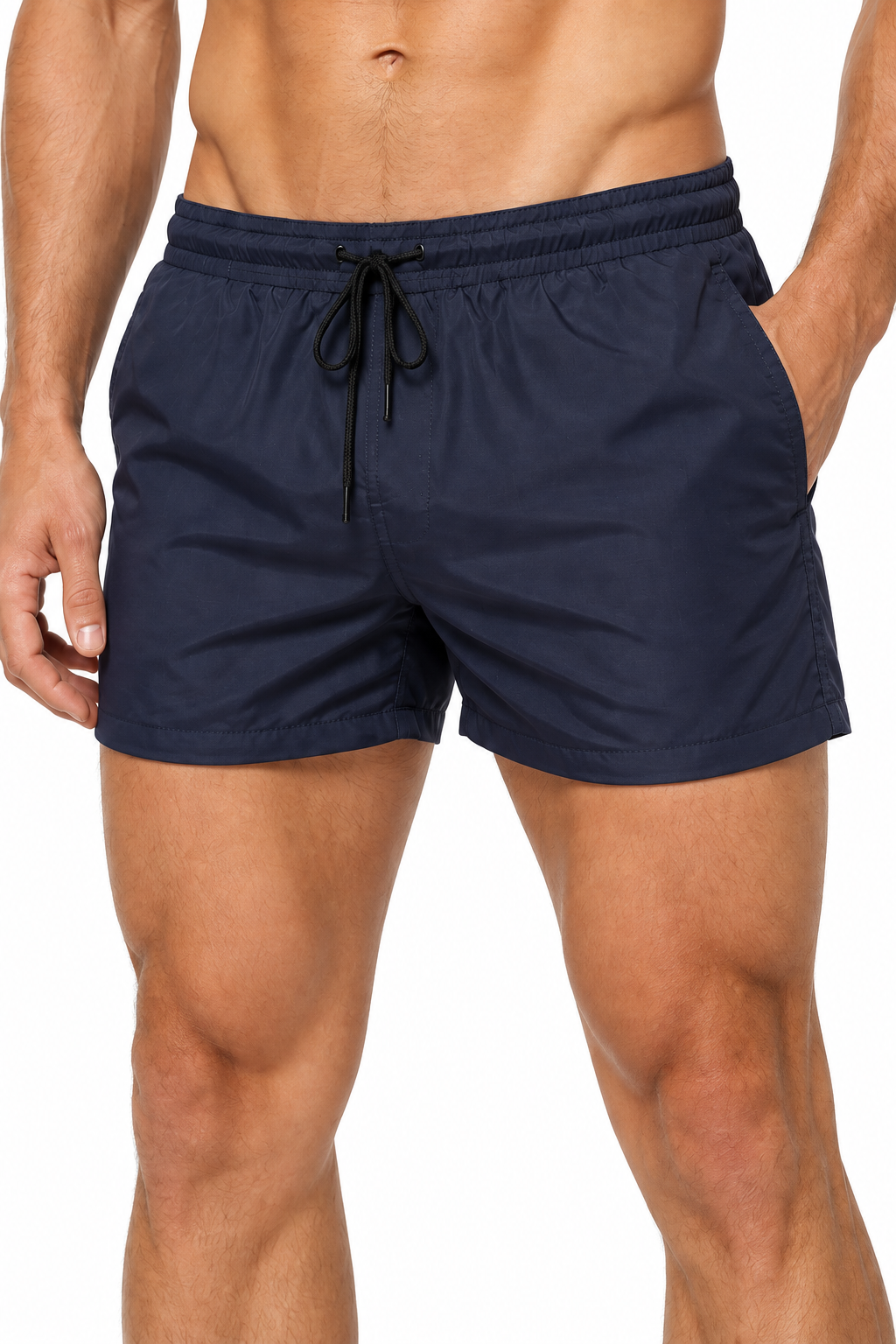 Men's Performance Shorts Lightweight Fabric Flexible Fit, Navy Blue, fabric close-up