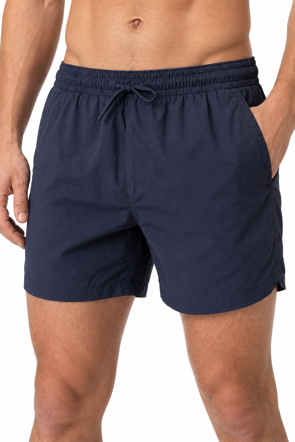 Men's Performance Shorts Lightweight Fabric Flexible Fit, Navy, fabric close-up